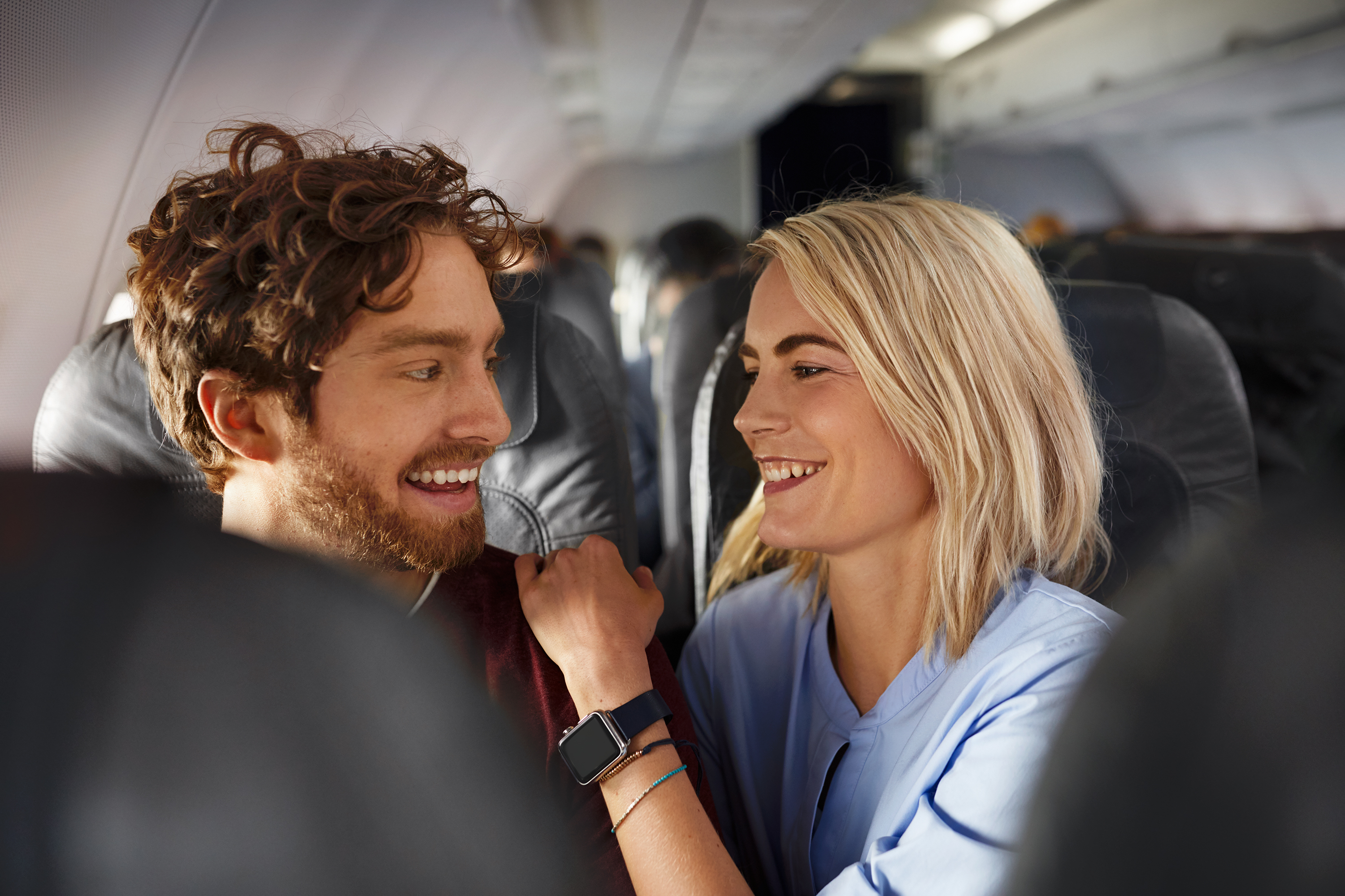 Couple enjoys flight